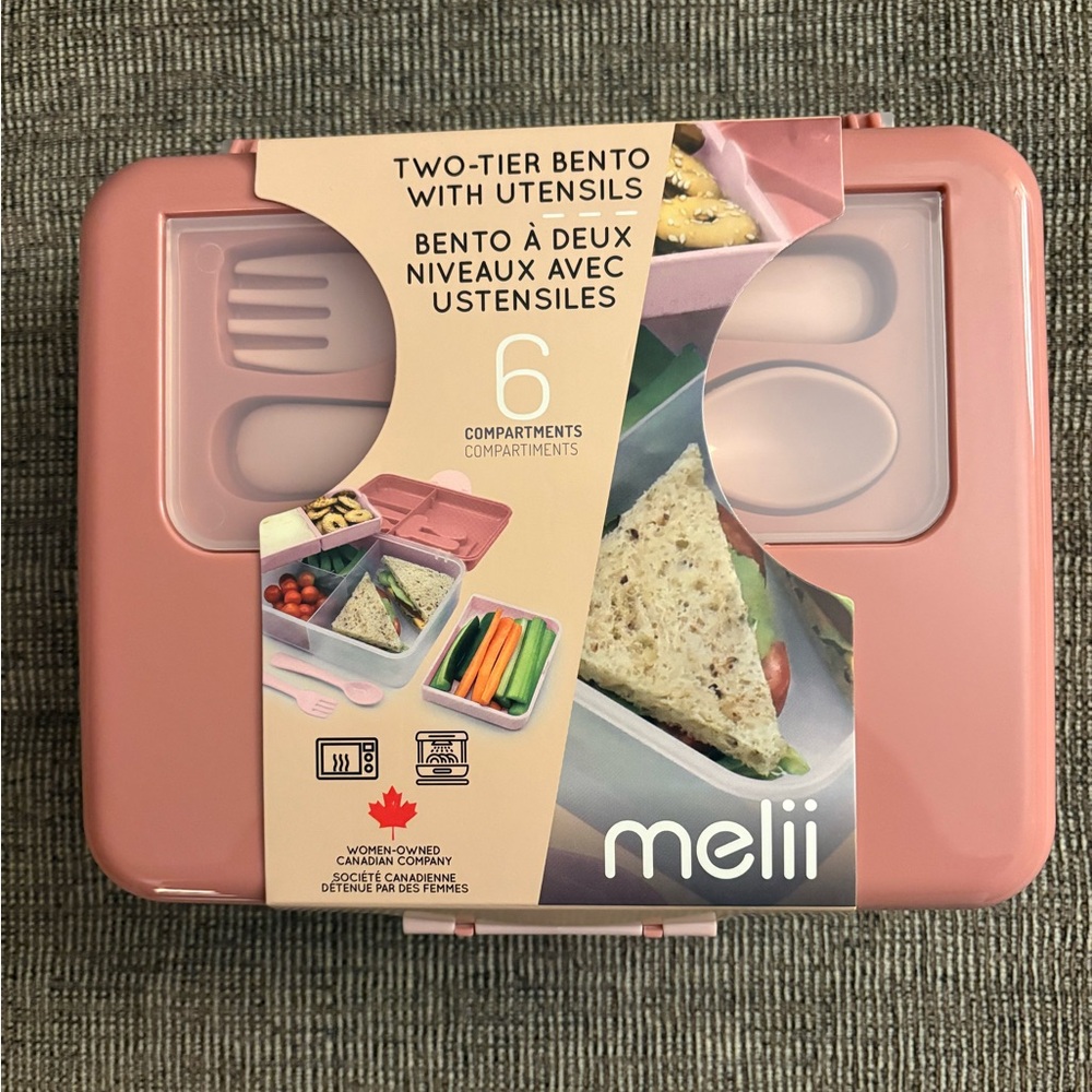 NWT Melii Two-Tier Bento with Utensils